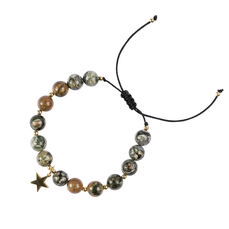 STONE BEAD BRACELET 8 MM FADED ARMY