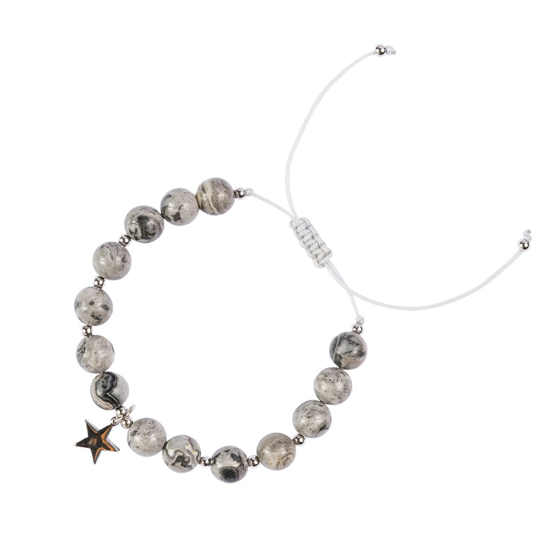 STONE BEAD BRACELET 8 MM GREY