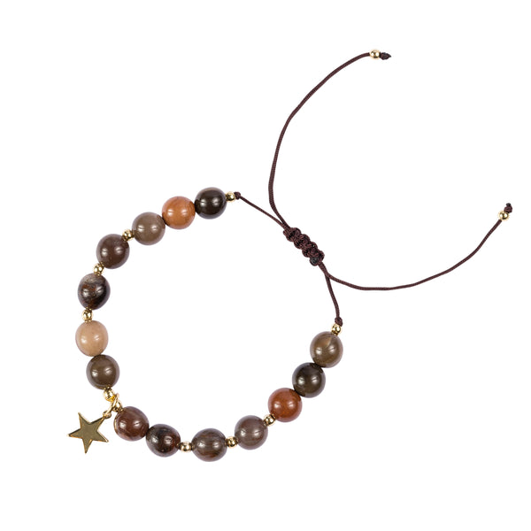 STONE BEAD BRACELET 8 MM SOFT BROWN