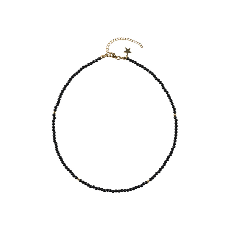 STONE BEAD NECKLACE 3 MM MATTE BLACK 40 CM