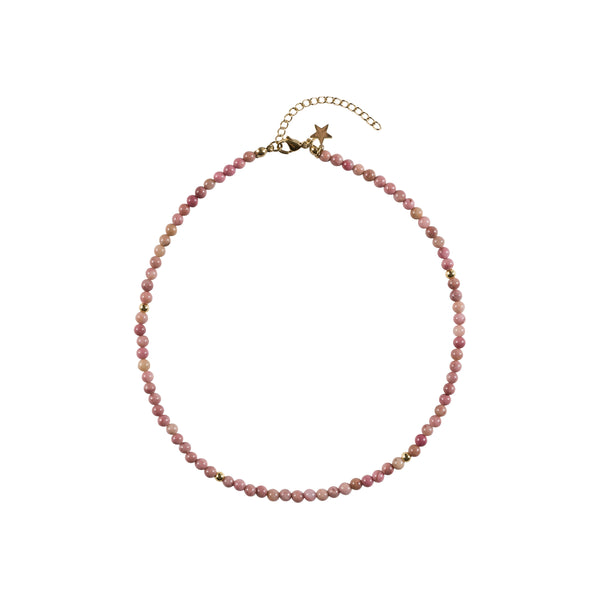 STONE BEAD NECKLACE 4 MM DUSTY ROSE 40 CM