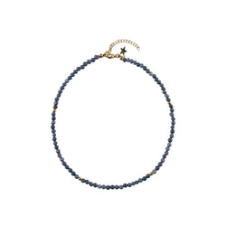 STONE BEAD NECKLACE 4 MM STEEL BLUE 40 CM