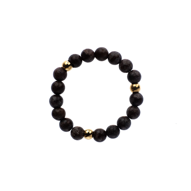 STONE BEAD RING 3 MM MATTE BLACK