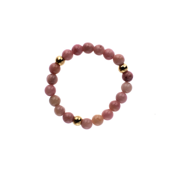 STONE BEAD RING 3 MM DUSTY ROSE