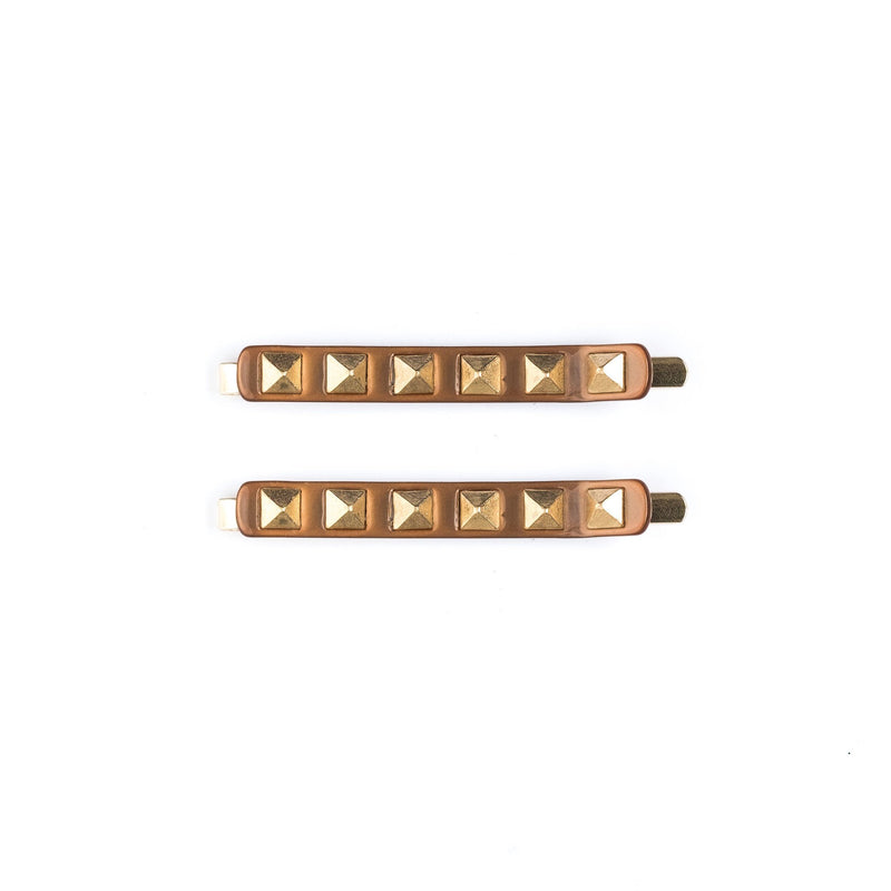 STUD BOBBY PINS 2 PK COGNAC