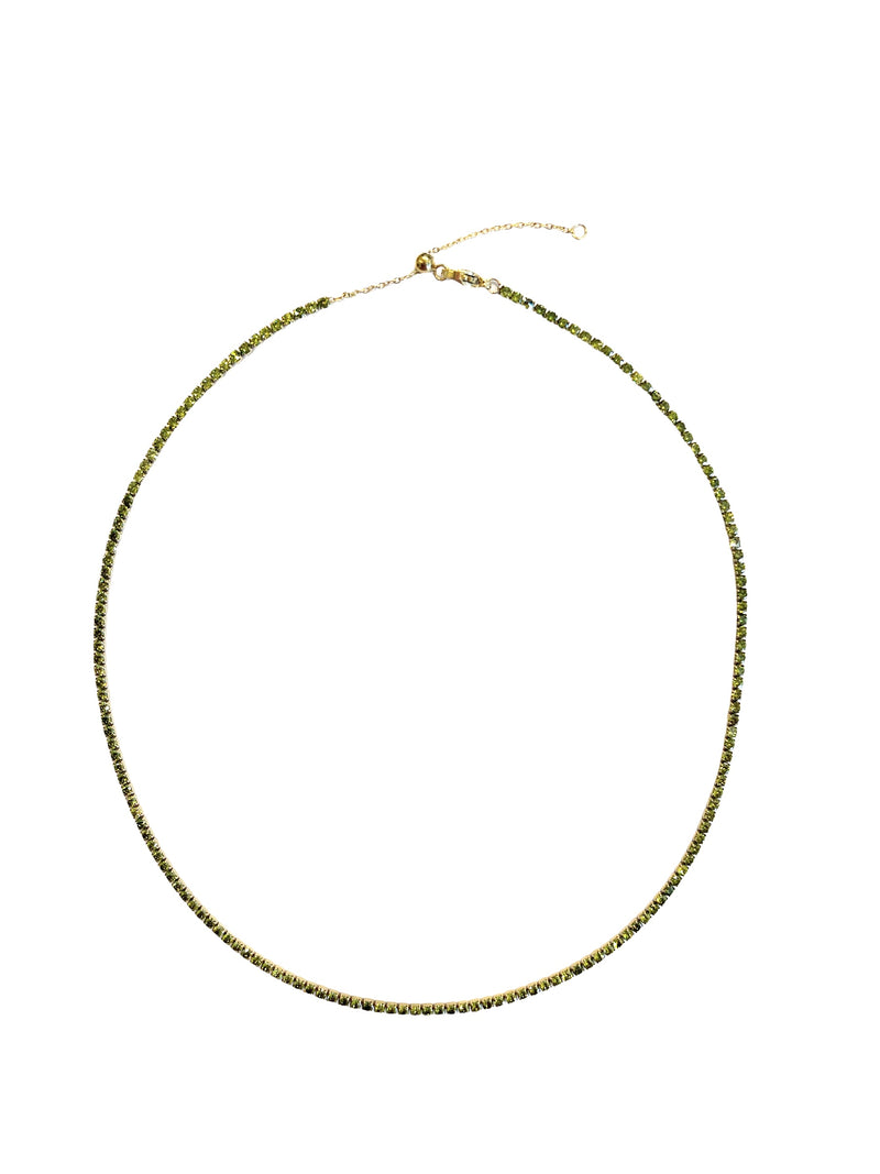 TENNIS CHAIN NECKLACE 2 MM OLIVE