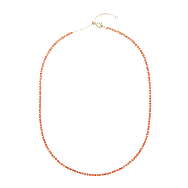 TENNIS CHAIN NECKLACE 2 MM ORANGE