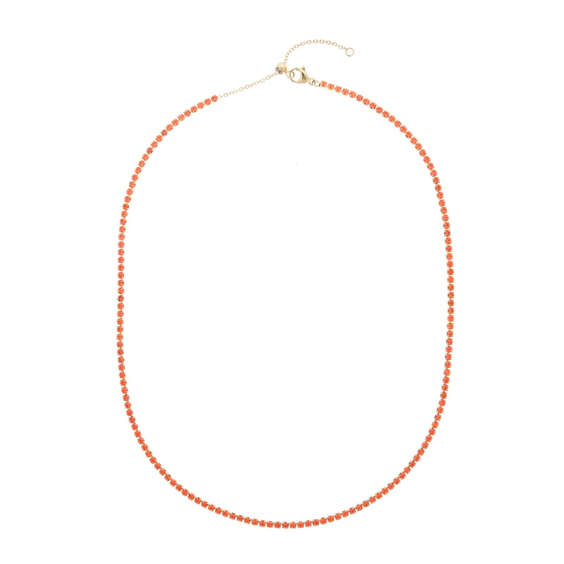 TENNIS CHAIN NECKLACE 2 MM ORANGE