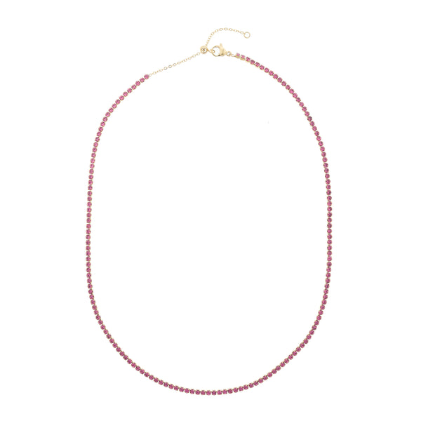 TENNIS CHAIN NECKLACE 2 MM PINK