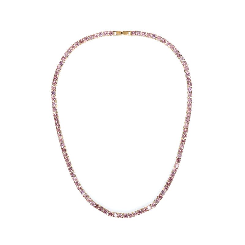 TENNIS NECKLACE 4 MM DUSTY ROSE TENNIS NECKLACE 4 MM DUSTY ROSE