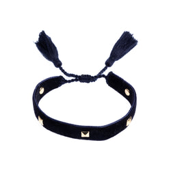 VELVET FRIENDSHIP BRACELET THIN W/STUD NAVY BLUE