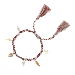 WOVEN FRIENDSHIP BRACELET W/CHARMS MAHOGANY