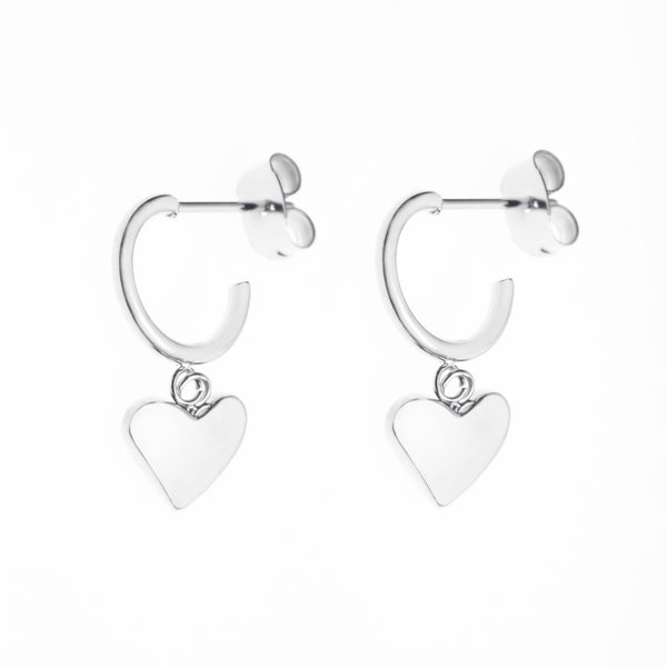 CHUNKY HEART CREOLE SILVER