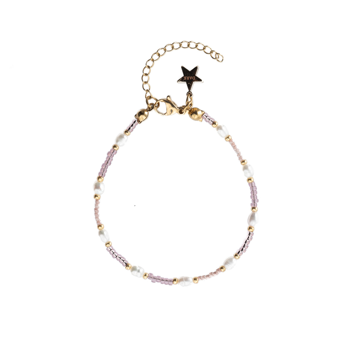 GLASS BEAD BRACELET W/PEARLS GRAPE