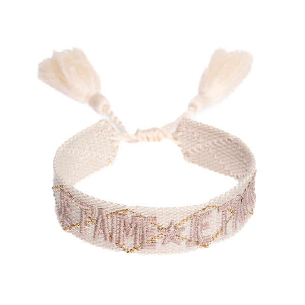 WOVEN FRIENDSHIP BRACELET - "JE T'AIME" VANILLA W/NOUGAT