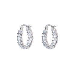 BAGUETTE CRYSTAL HOOP SILVER