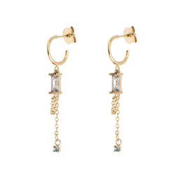BAGUETTE CRYSTAL CREOLE W/CHAIN OCEAN