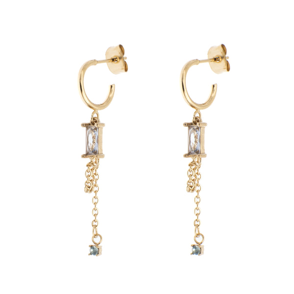 BAGUETTE CRYSTAL CREOLE W/CHAIN OCEAN