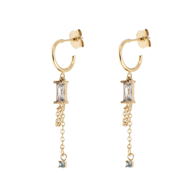 BAGUETTE CRYSTAL CREOLE W/CHAIN