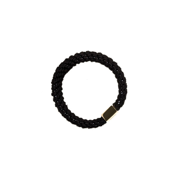 FAT HAIR TIE BLACK W/GOLD