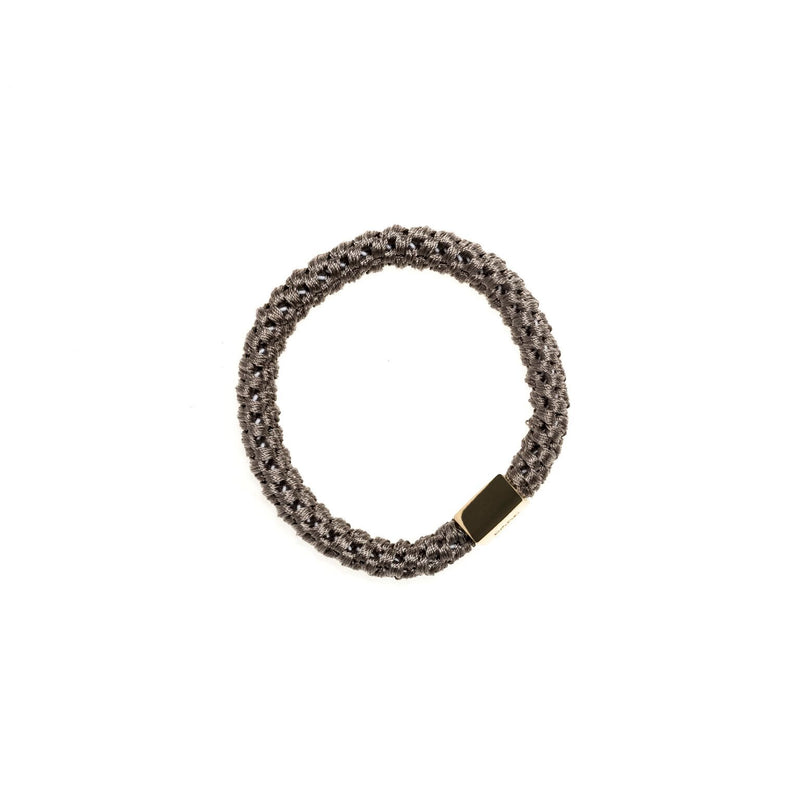 FAT HAIR TIE GREY W/GOLD