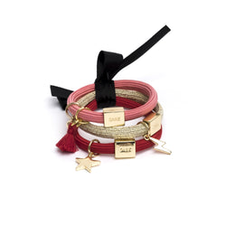 HAIR TIES 3 PK CHARM COMBO REDS W.GOLD