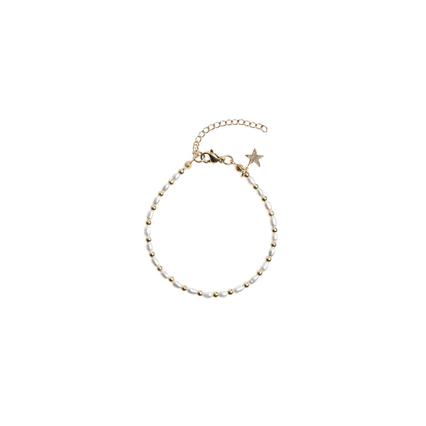 OVAL PEARL BRACELET W/GOLD BEADS