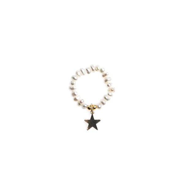 PEARL RING W/STAR CHARM