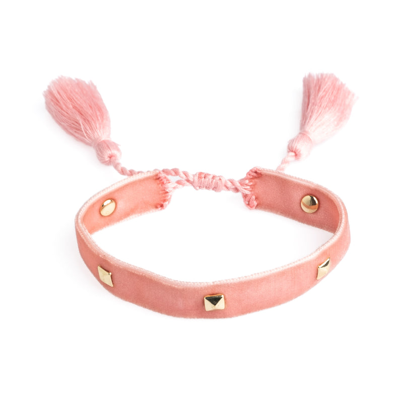 VELVET FRIENDSHIP BRACELET THIN W/STUD BLOSSOM