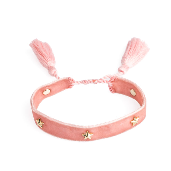 VELVET FRIENDSHIP BRACELET THIN W/STAR STUD BLOSSOM