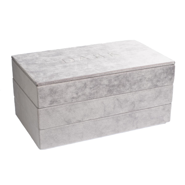 VELVET STACKER JEWELLERY BOX ELEPHANT GREY