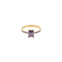 SINGLE BAGUETTE RING LARGE W/CRYSTALS LAVENDEL