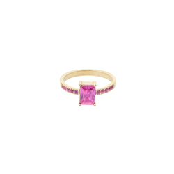 SINGLE BAGUETTE RING LARGE W/CRYSTALS PINK