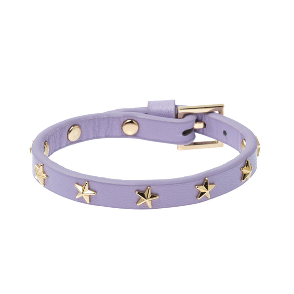 LEATHER STAR STUD BRACELET LAVENDEL