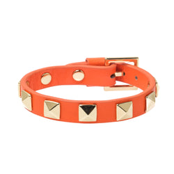 LEATHER STUD BRACELET HOT ORANGE