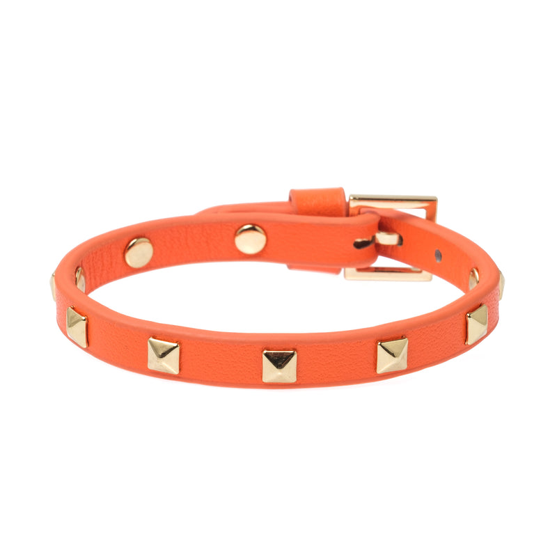 LEATHER STUD BRACELET MINI HOT ORANGE