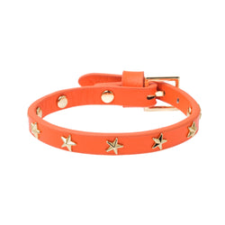 LEATHER STAR STUD BRACELET HOT ORANGE