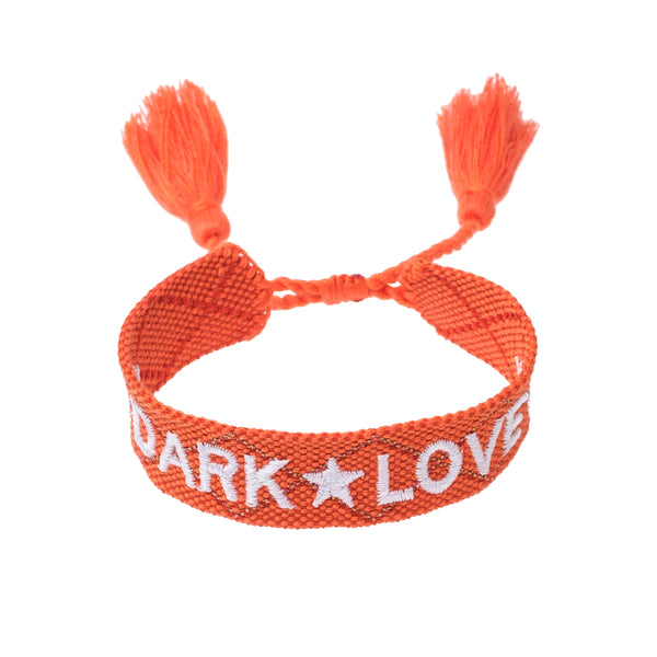 WOVEN FRIENDSHIP BRACELET - "Dark Love" Orange W/White