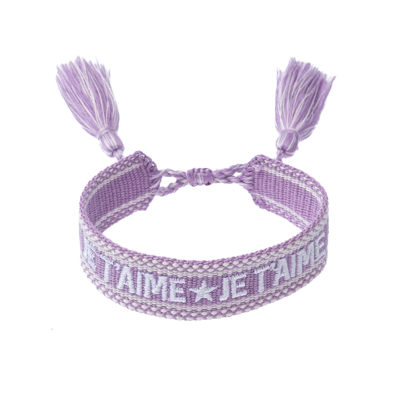 WOVEN FRIENDSHIP BRACELET - "Je T'aime" Lavendel