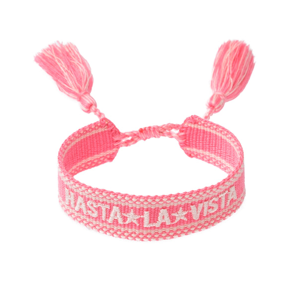 WOVEN FRIENDSHIP BRACELET - "Hasta La Vista" Geranium Pink