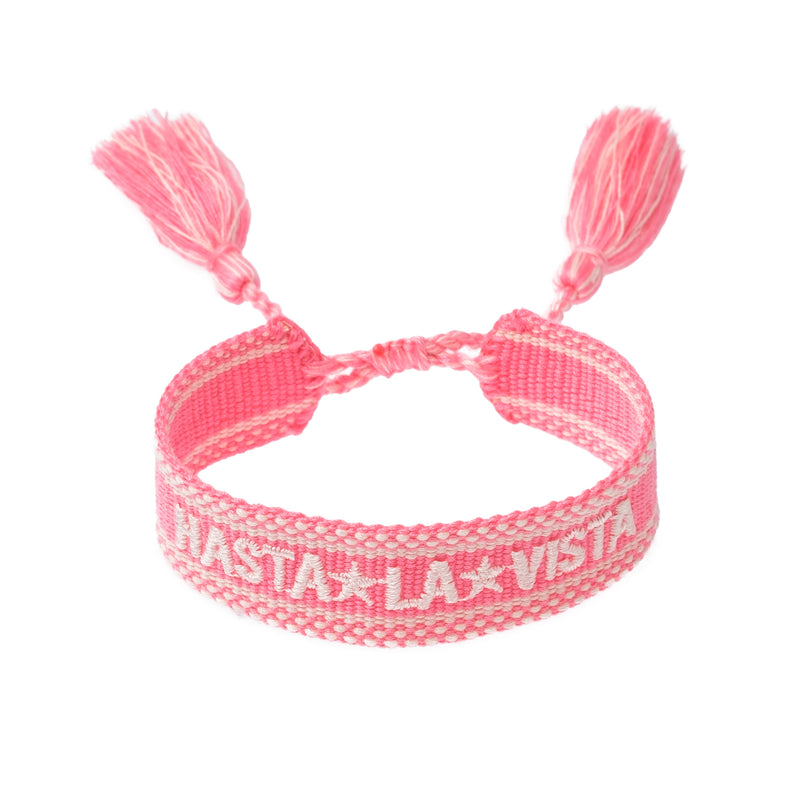 WOVEN FRIENDSHIP BRACELET - "Hasta La Vista" Geranium Pink