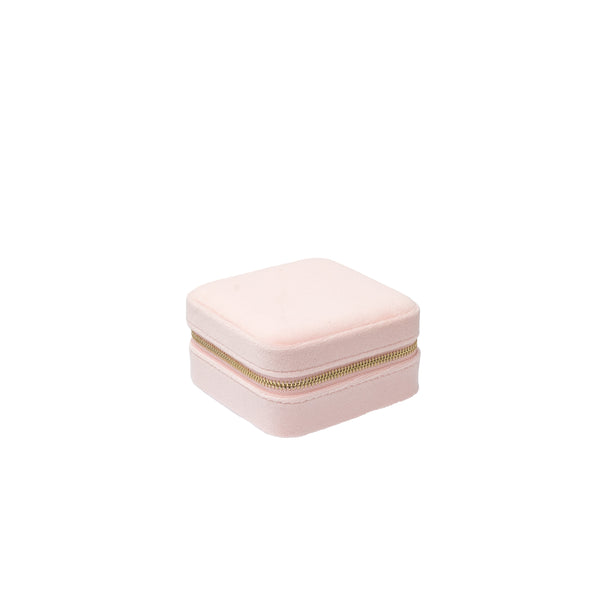 VELVET JEWELLERY BOX MINI ROSE QUARTZ