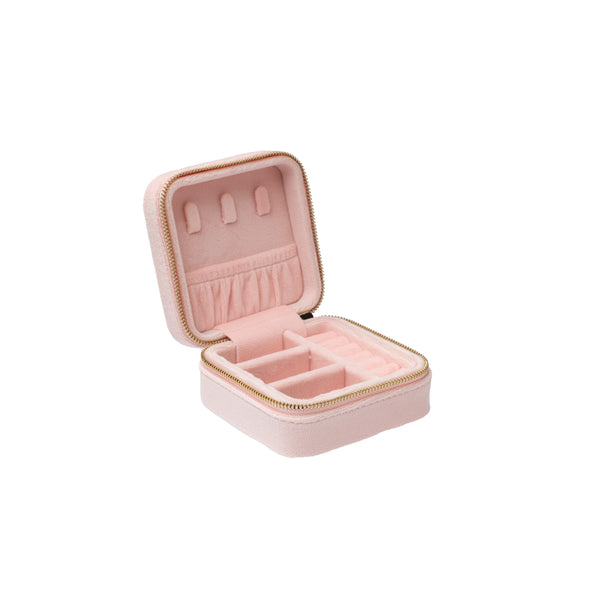 VELVET JEWELLERY BOX MINI ROSE QUARTZ
