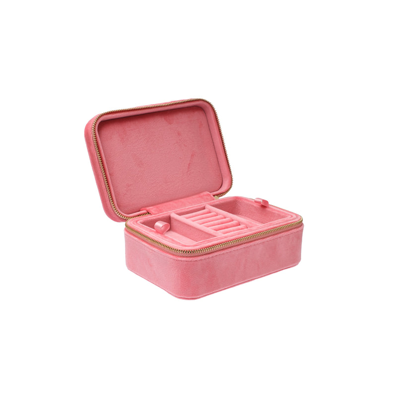 VELVET JEWELLERY BOX GERANIUM PINK