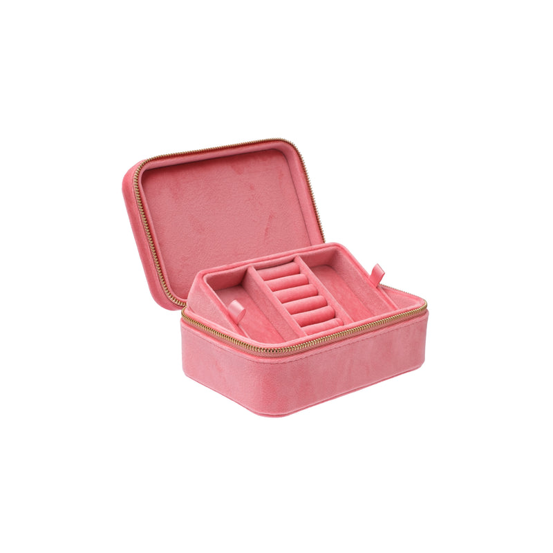 VELVET JEWELLERY BOX GERANIUM PINK