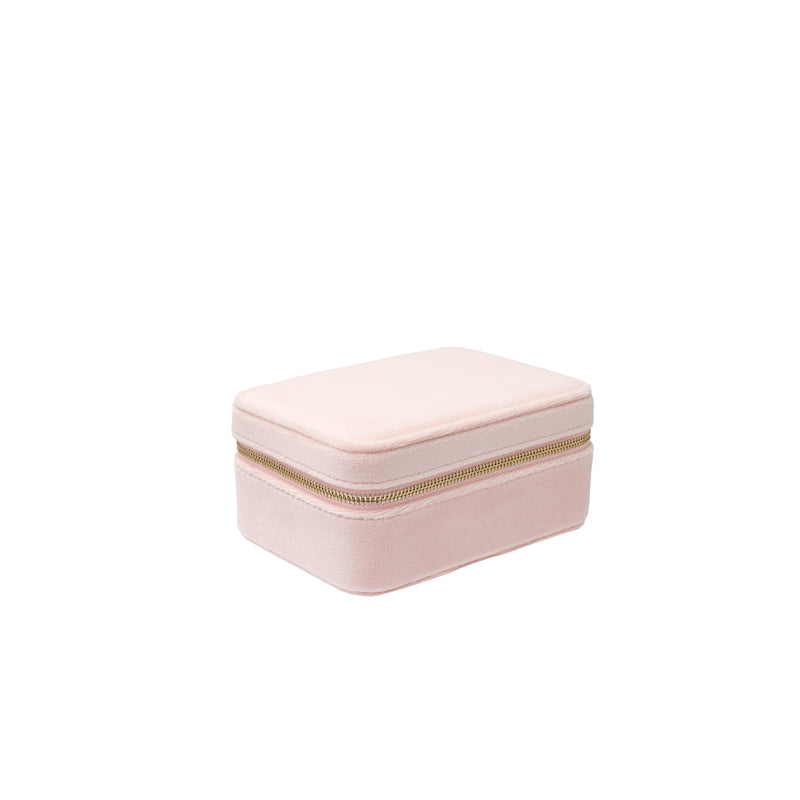 VELVET JEWELLERY BOX ROSE QUARTZ