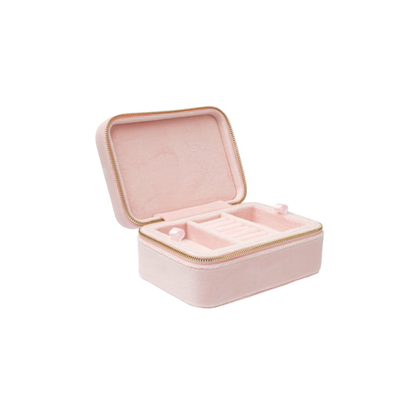 VELVET JEWELLERY BOX ROSE QUARTZ