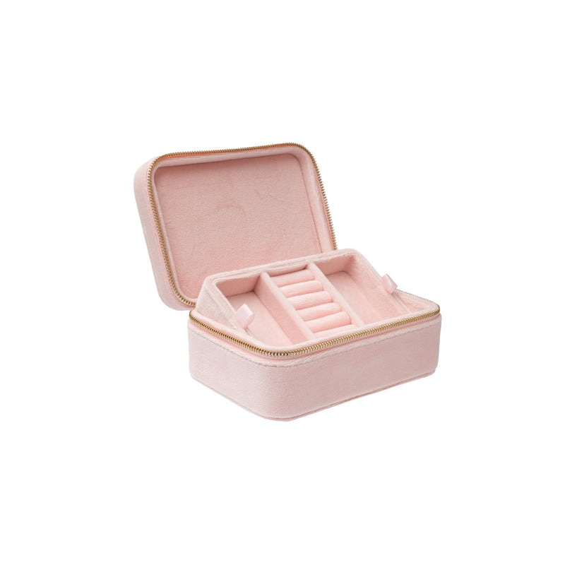 VELVET JEWELLERY BOX ROSE QUARTZ