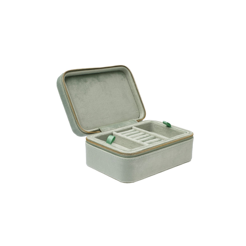 VELVET JEWELLERY BOX AQUA GREEN