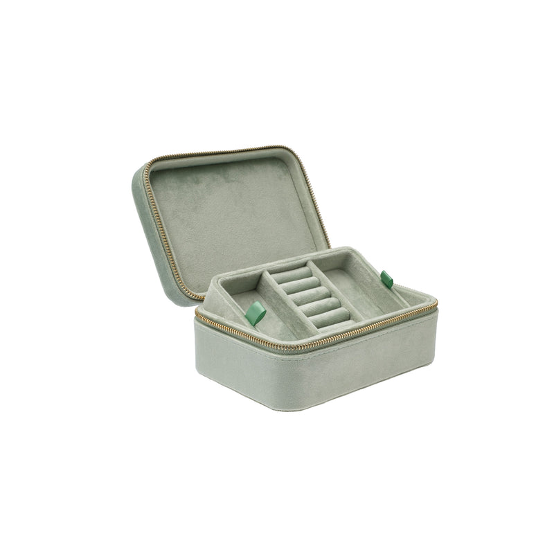 VELVET JEWELLERY BOX AQUA GREEN